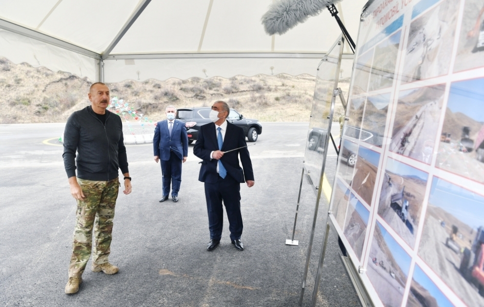 Präsident Ilham Aliyev legt Grundstein für Automobilstraße Talysch-Tapgaragoyunlu-Gaschalti-Naftalan VIDEO