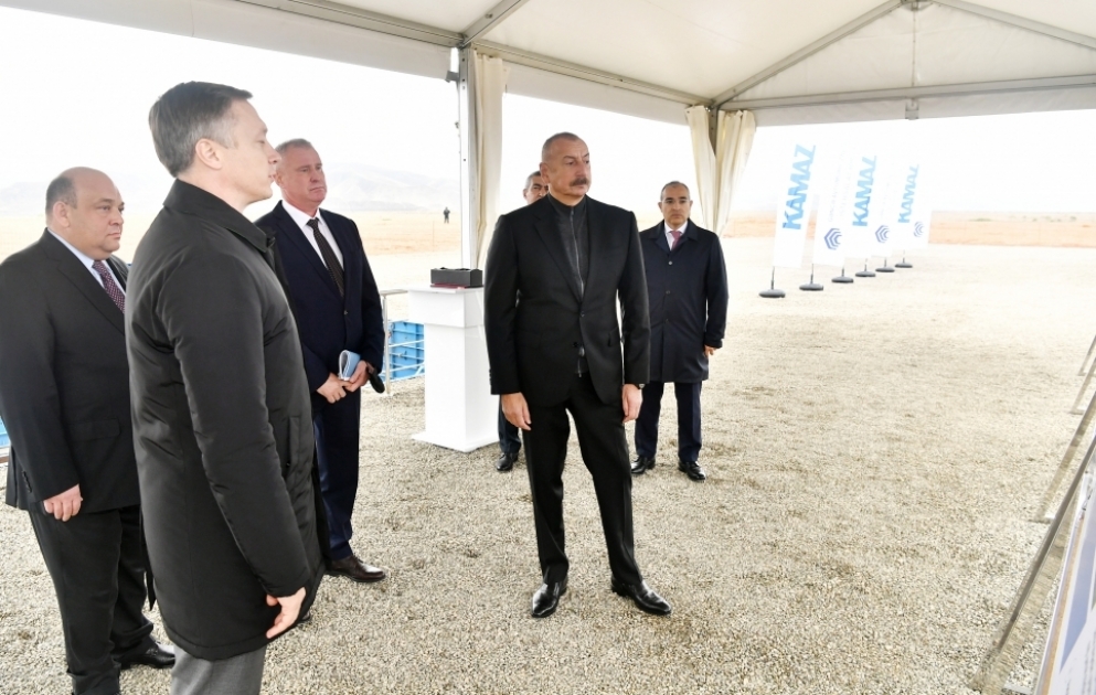 President Ilham Aliyev attended groundbreaking ceremony of joint service center of KAMAZ OJSC and Ganja Automobile Plant Production Association VIDEO
