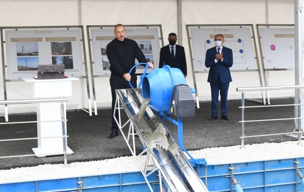 President Ilham Aliyev laid foundation stone for new Hadrut junction substation VIDEO