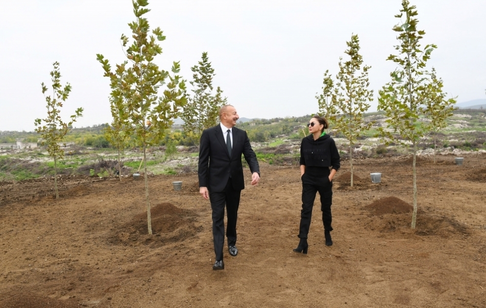 Füsuli: Präsident Ilham Aliyev und First Lady Mehriban Aliyeva pflanzen Bäume im neuen Stadtpark VIDEO