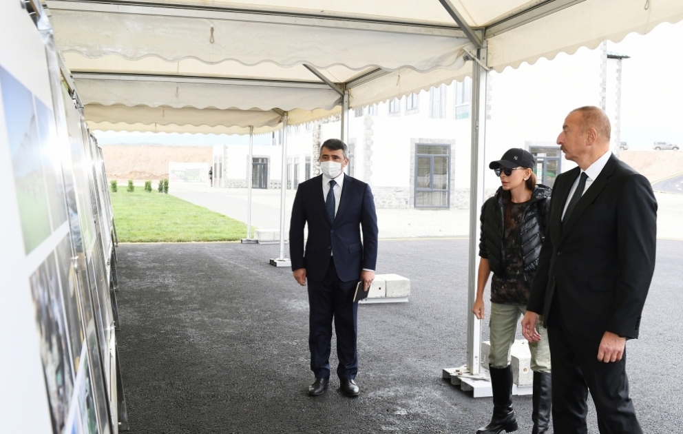 The head of state and First Lady viewed works done under the “smart village” project implemented in Aghali village in Zangilan district VIDEO