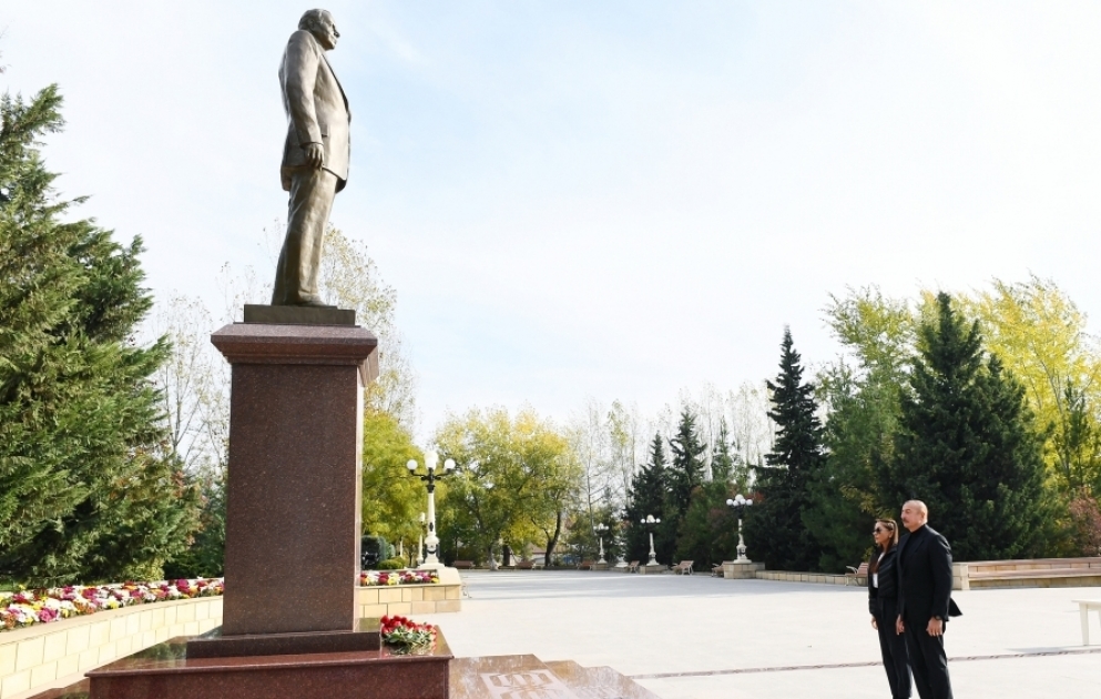 Präsident Ilham Aliyev und First Lady Mehriban Aliyeva zu Besuch in Schamachi Region VIDEO