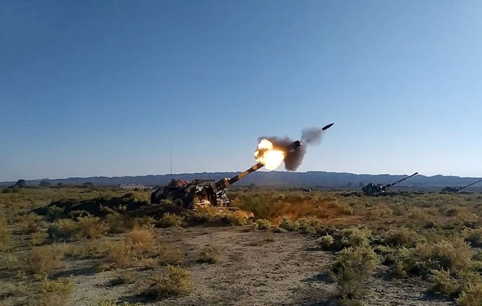 Azerbaijan`s rocket-artillery units carry out combat firing VIDEO