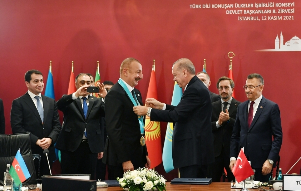 Prezident İlham Əliyevə Türk Dünyasının Ali Ordeni təqdim edilib VİDEO