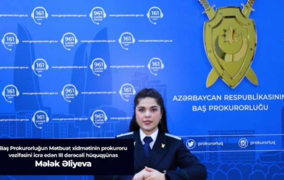 #prokurorluqdanizah həştəqi altında təqdim olunan növbəti videoçarxda xuliqanlıqla bağlı məlumat verilib VİDEO