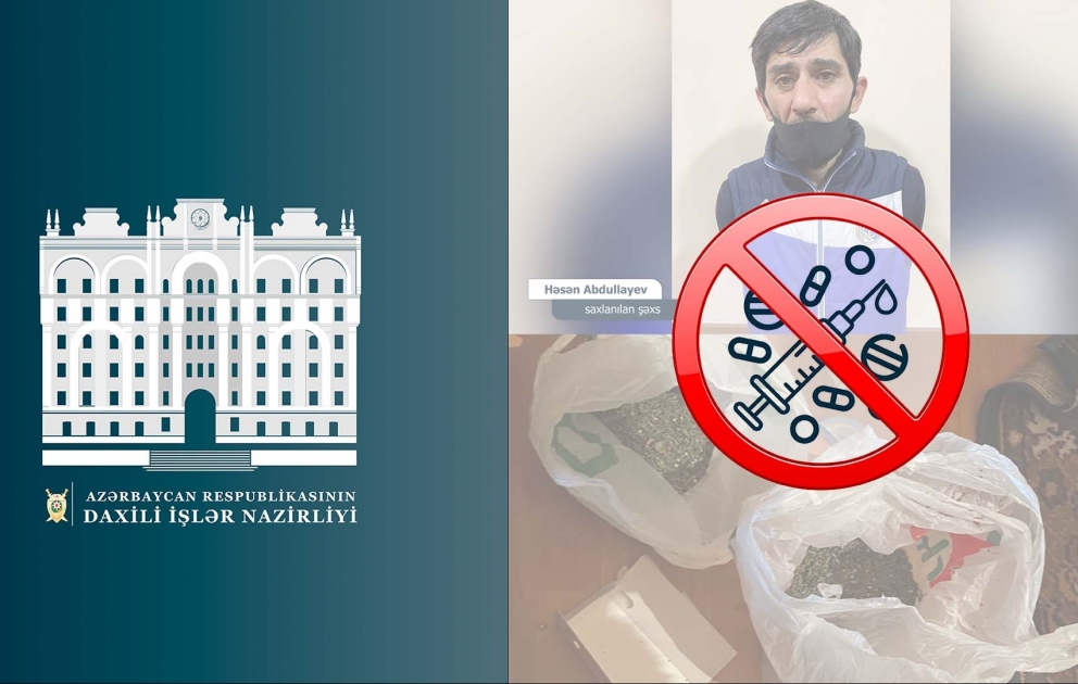 Səbail rayonunda narkotiklərin satışı ilə məşğul olan şəxsdən 3 kiloqram narkotik maddə aşkar edilib VİDEO