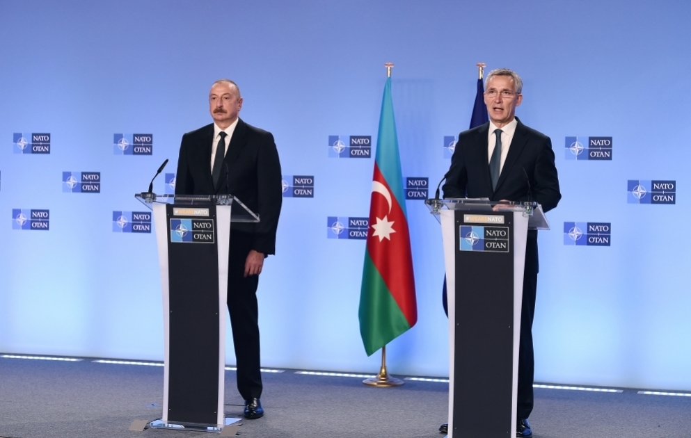 President Ilham Aliyev, NATO Secretary General Jens Stoltenberg held joint press conference in Brussels VIDEO