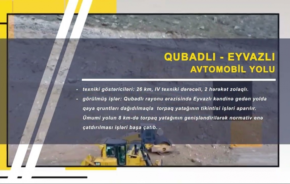 Qarabağ və Şərqi Zəngəzur iqtisadi rayonlarında icra olunan yol layihələri VİDEO