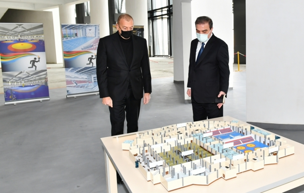 Gəncə İdman Sarayında tikinti işlərinin gedişi ilə tanışlıq VİDEO