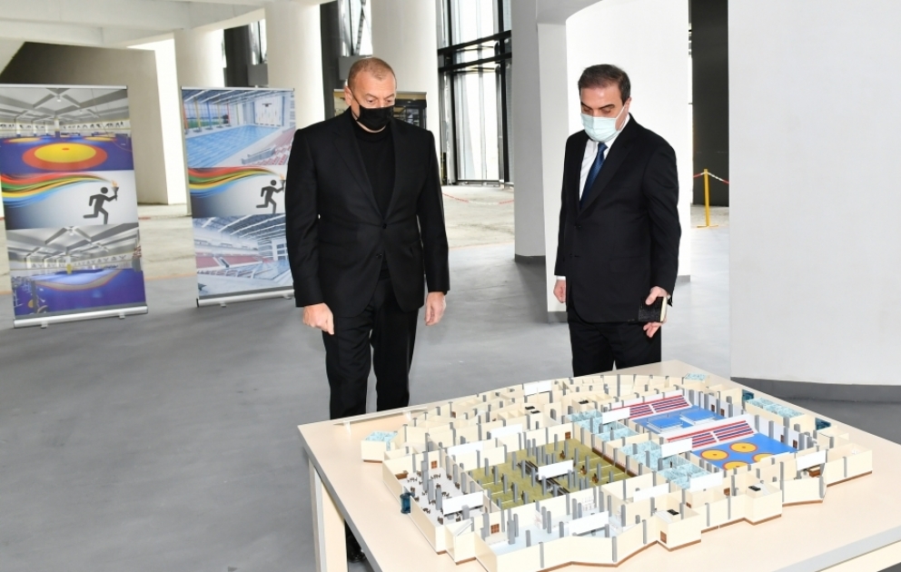 President Ilham Aliyev viewed construction progress at Ganja Sports Palace VIDEO
