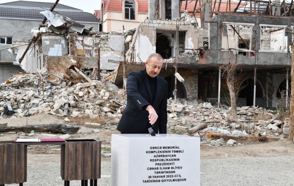 President Ilham Aliyev laid foundation stone for Ganja Memorial Complex VIDEO