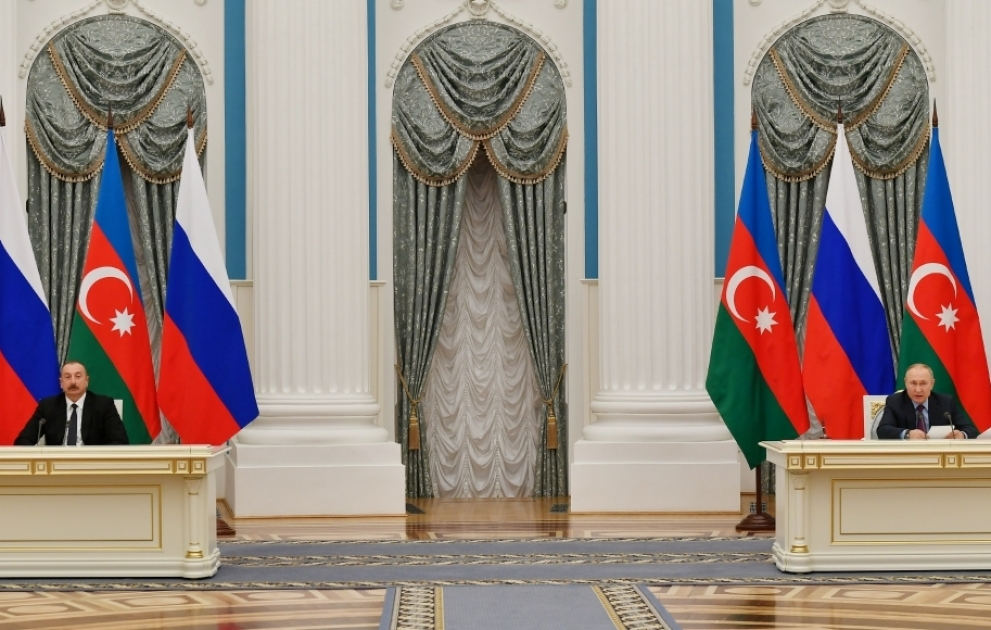 Prezident İlham Əliyev və Prezident Vladimir Putin mətbuata bəyanatlarla çıxış ediblər YENİLƏNİB VİDEO