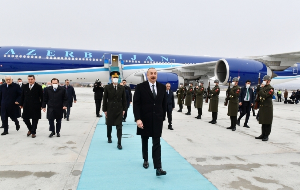 President Ilham Aliyev arrived in Turkiye for working visit VIDEO