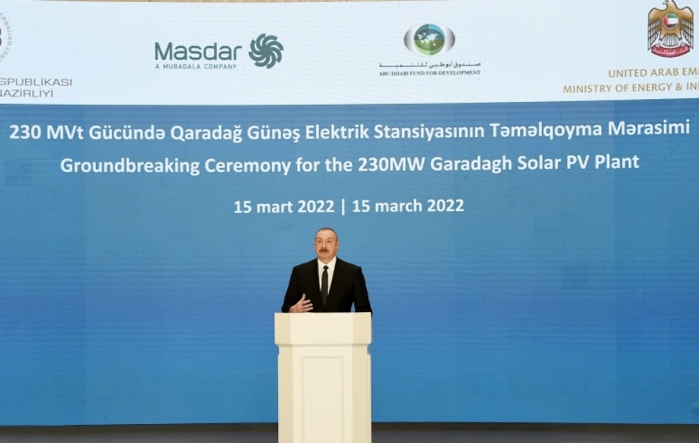 Prezident İlham Əliyev: Biz uzun illərdir bərpaolunan enerji növlərinin inkişafına çalışırıq və bu gün real nəticələr görürük VİDEO