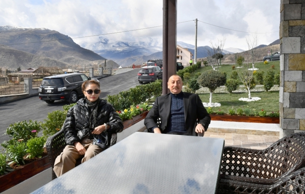 President Ilham Aliyev and First Lady Mehriban Aliyeva viewed restoration work carried out in individual house in Sugovushan settlement VIDEO