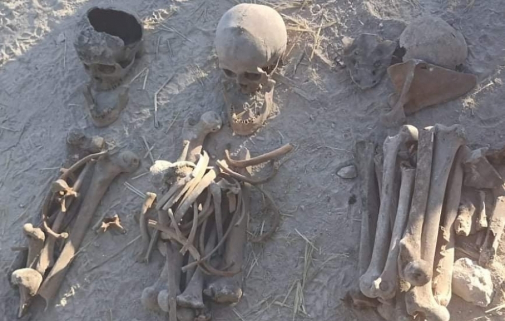 Xocalı rayonunun Fərrux kəndində insan skeletləri aşkarlanıb FOTO VİDEO