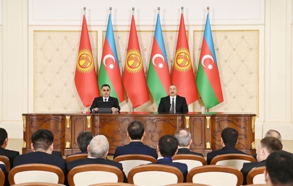 Azərbaycan və Qırğızıstan prezidentləri mətbuata bəyanatlarla çıxış ediblər YENİLƏNİB VİDEO