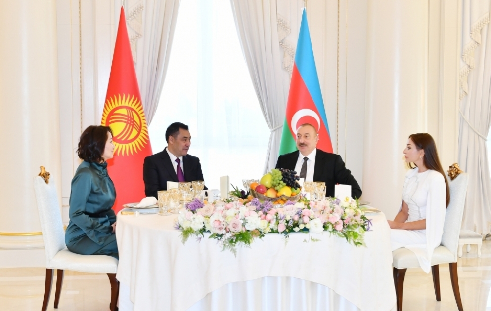 Official dinner was hosted on behalf of President Ilham Aliyev and his wife Mehriban Aliyeva in honor of President Sadyr Japarov and his wife Aigul Japarova VIDEO