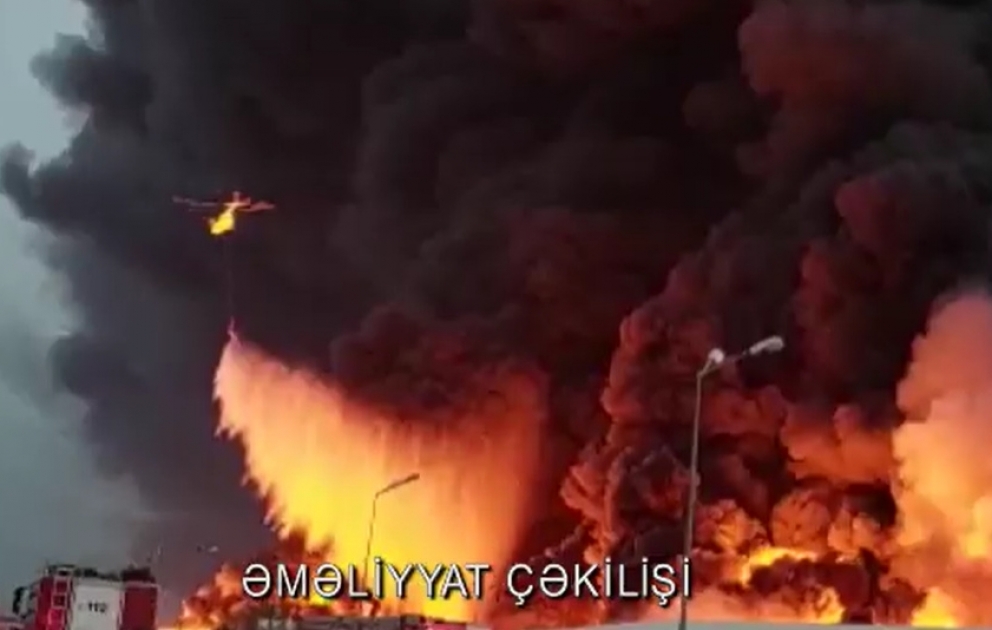 "Azərsun Sənaye Parkı”nın ərazisində baş vermiş yanğının söndürülməsinə xeyli sayda qüvvə cəlb olunub VİDEO