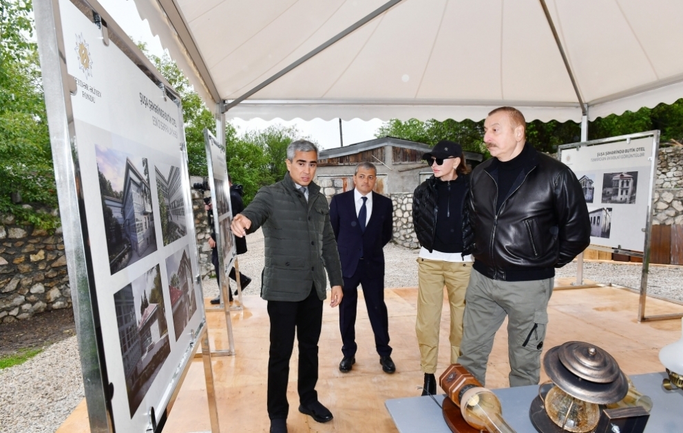 President Ilham Aliyev and First Lady Mehriban Aliyeva visited area where Shusha Boutique Hotel will be located VIDEO