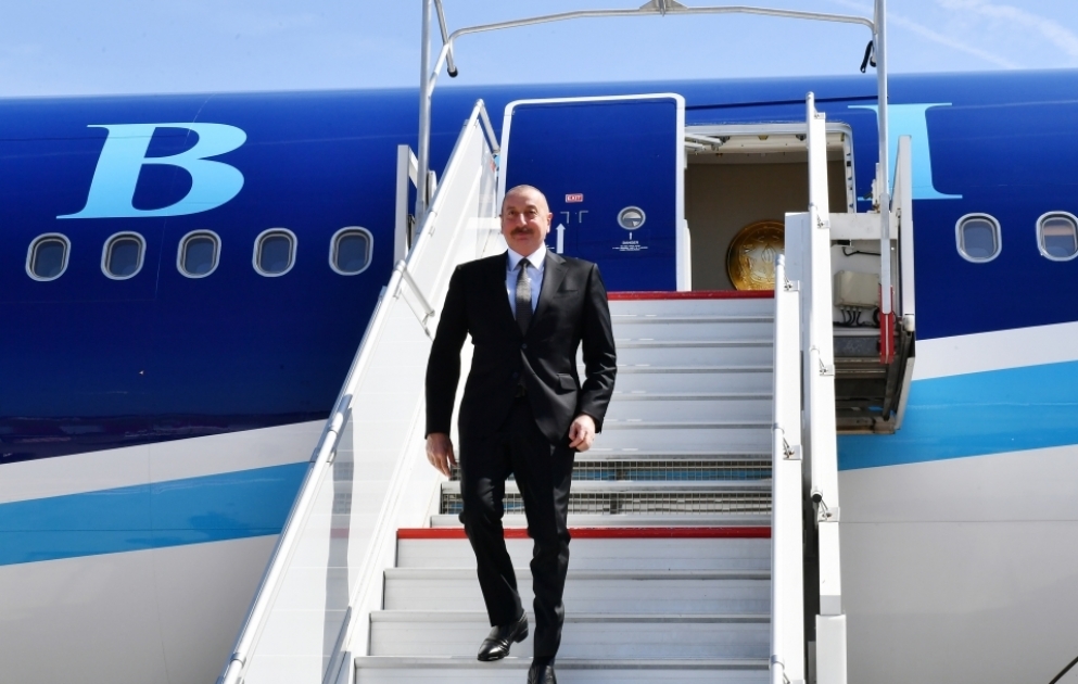 President Ilham Aliyev arrived in Brussels for working visit VIDEO