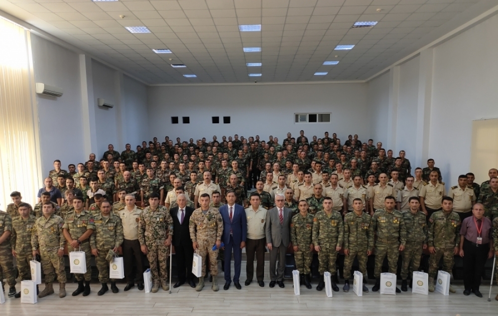 Mülki Müdafiə Qoşunlarının Qəbələ şəhərində yerləşən hərbi hissəsində Vətən müharibəsi qazilərinin iştirakı ilə tədbir keçirilib VİDEO