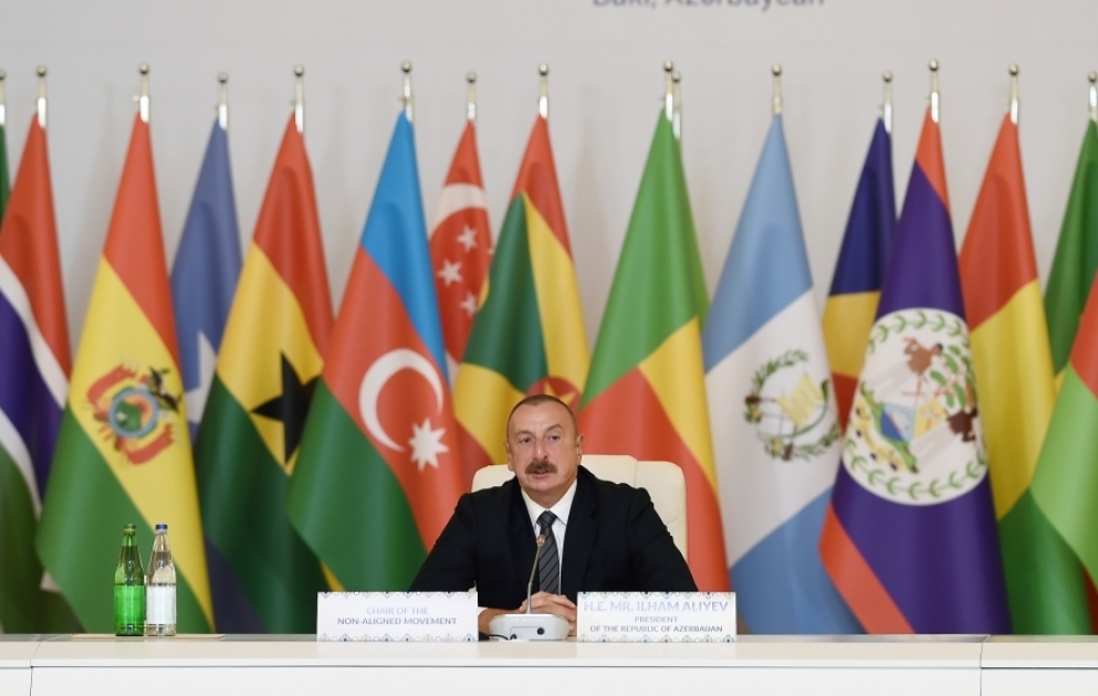 Konferenz des Parlamentarischen Netzwerks der Bewegung der Blockfreien Staaten in Baku  Aserbaidschans Präsident Ilham Aliyev nimmt an Konferenz teil VIDEO