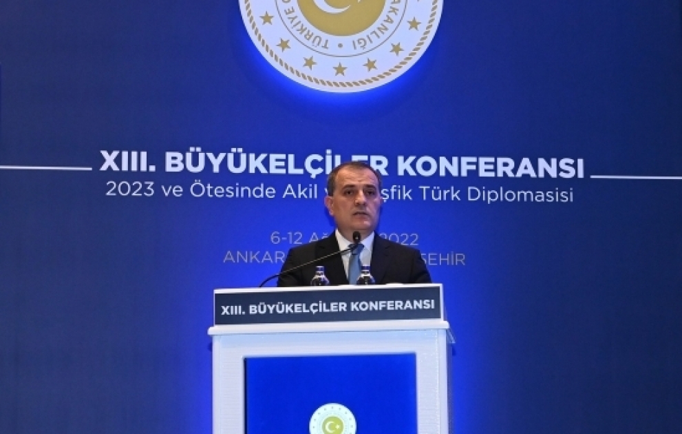 Nazir Ceyhun Bayramov Ankarada keçirilən “Müdrik və mərhəmətli türk diplomatiyası” mövzusunda səfirlər konfransında çıxış edib VİDEO