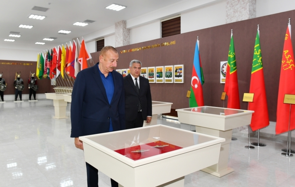 Prezident İlham Əliyev Ağsuda Gənc Sənətkarlar Mərkəzinin və Dövlət Rəmzləri Muzeyinin açılışında iştirak edib YENİLƏNİB VİDEO