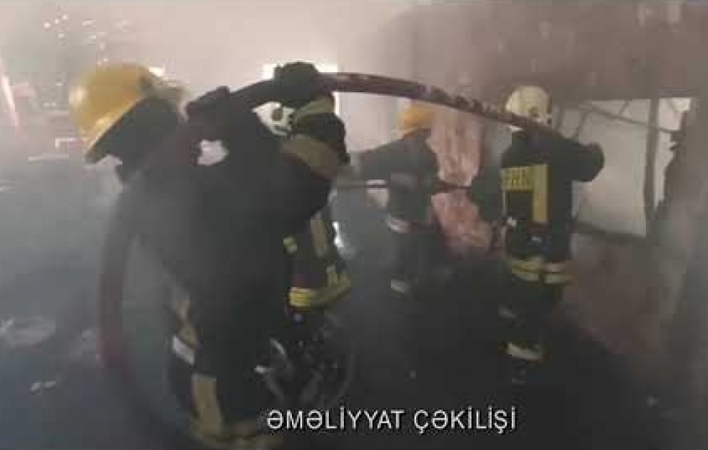 Hökməli qəsəbəsində dəri emalı sexində baş vermiş yanğın söndürülüb VİDEO