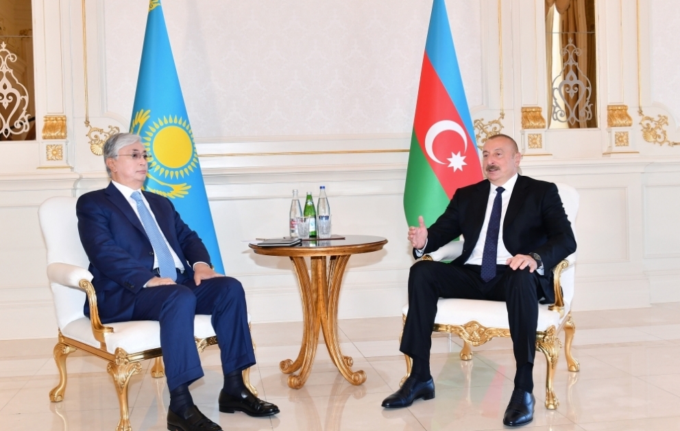 Azerbaijani, Kazakh presidents held one-on-one meeting VIDEO