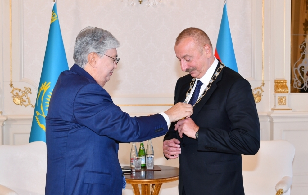 Le président Ilham Aliyev décoré de l’ordre Altyn Qyran, haute distinction du Kazakhstan VIDEO
