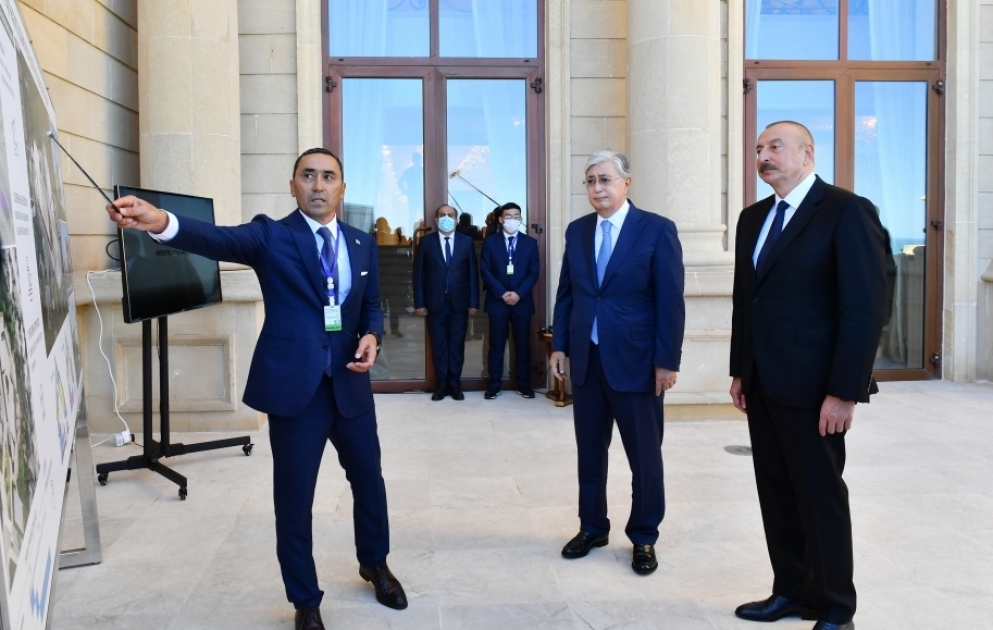 Les présidents azerbaïdjanais et kazakh prennent connaissance du projet du Centre pour le développement de la créativité Kourmangazy à construire pour les enfants à Fuzouli VIDEO