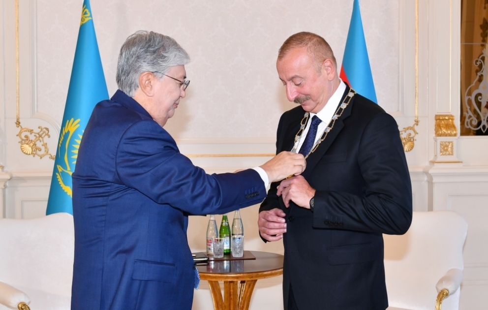 Präsident von Aserbaidschan Ilham Aliyev Orden Kasachstans ”Goldener Adler“ verliehen VIDEO