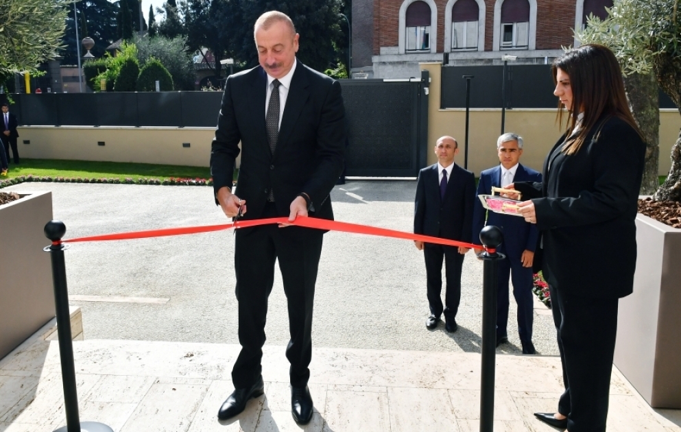 New building of Azerbaijani Embassy in Italy opened in Rome  President Ilham Aliyev attended the inauguration VIDEO