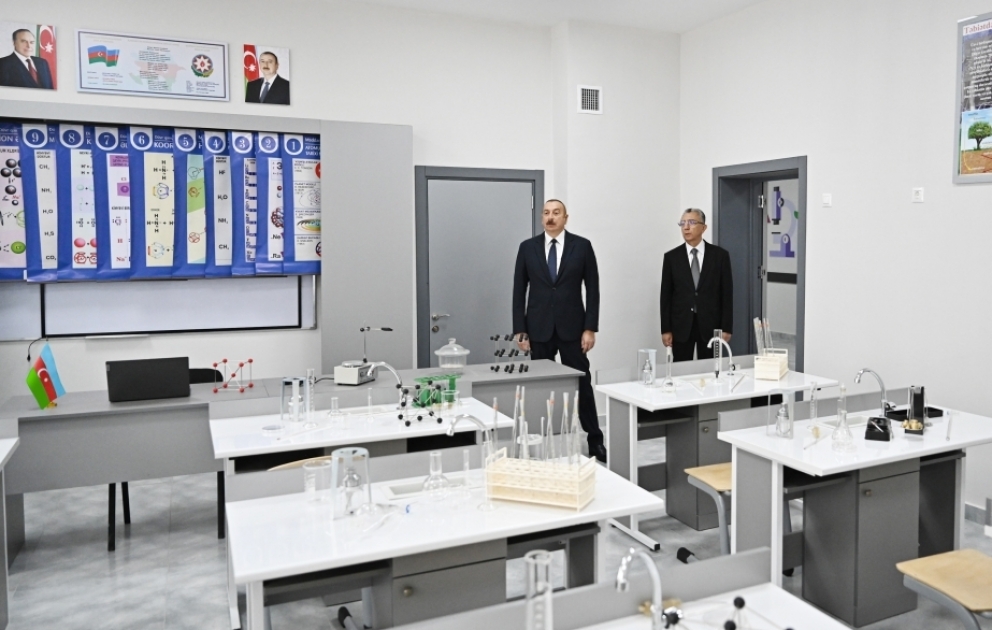 President Ilham Aliyev viewed conditions created at newly-built school complex No87 in Surakhani district, Baku VIDEO