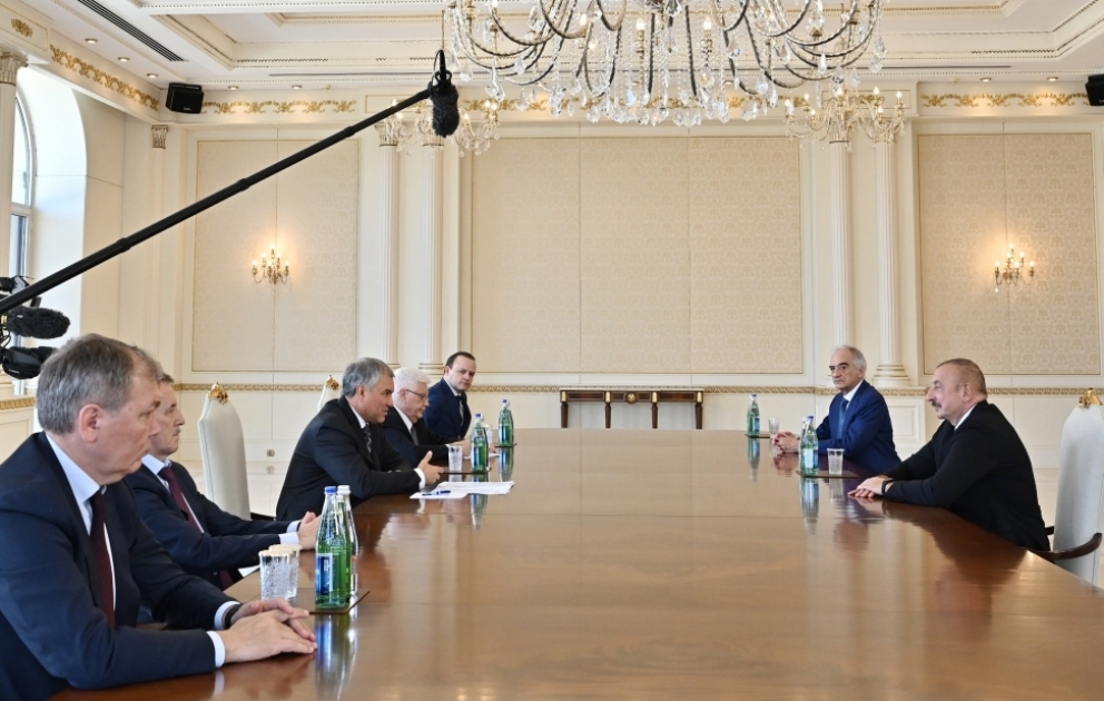 President Ilham Aliyev received delegation led by Chairman of State Duma of Russia VIDEO