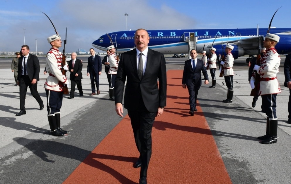 President Ilham Aliyev arrived in Bulgaria for official visit VIDEO