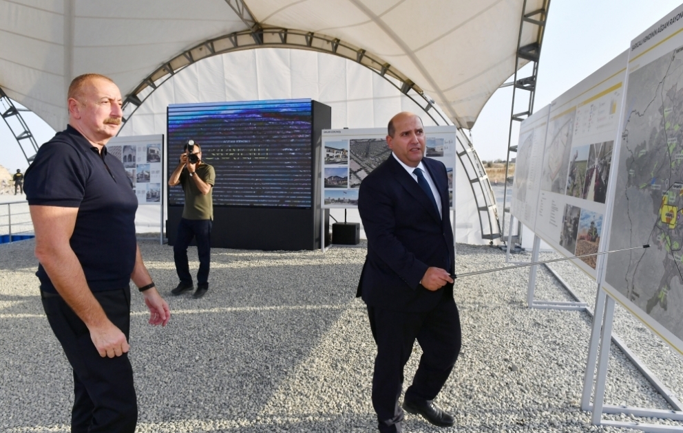 Ağdamın Sarıcalı kəndinin təməli qoyulub YENİLƏNİB VİDEO