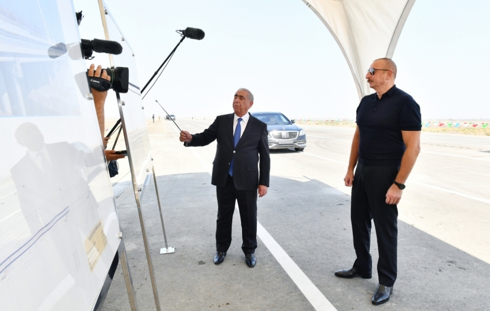 President Ilham Aliyev viewed work underway on Barda-Aghdam highway VIDEO