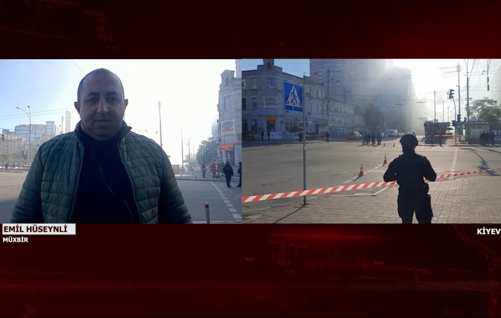 Kiyevə hücum zamanı kamikadze dronlardan biri dəmir yolu vağzalının qarşısındakı əraziyə düşüb VİDEO