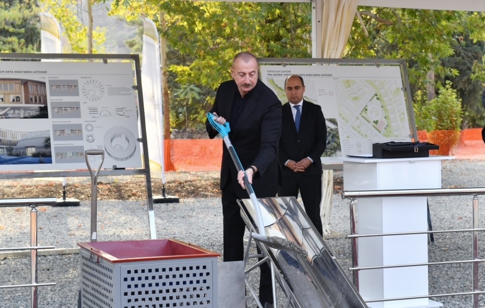 Foundation stone for school building was laid in Zangilan city VIDEO