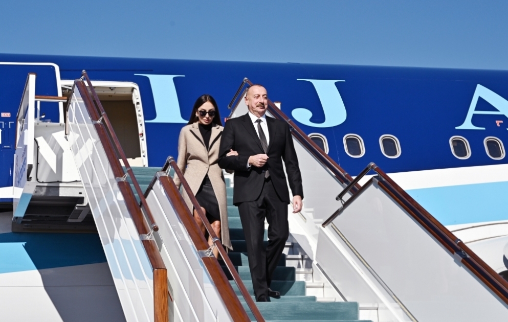 President Ilham Aliyev arrived in Uzbekistan for visit VIDEO