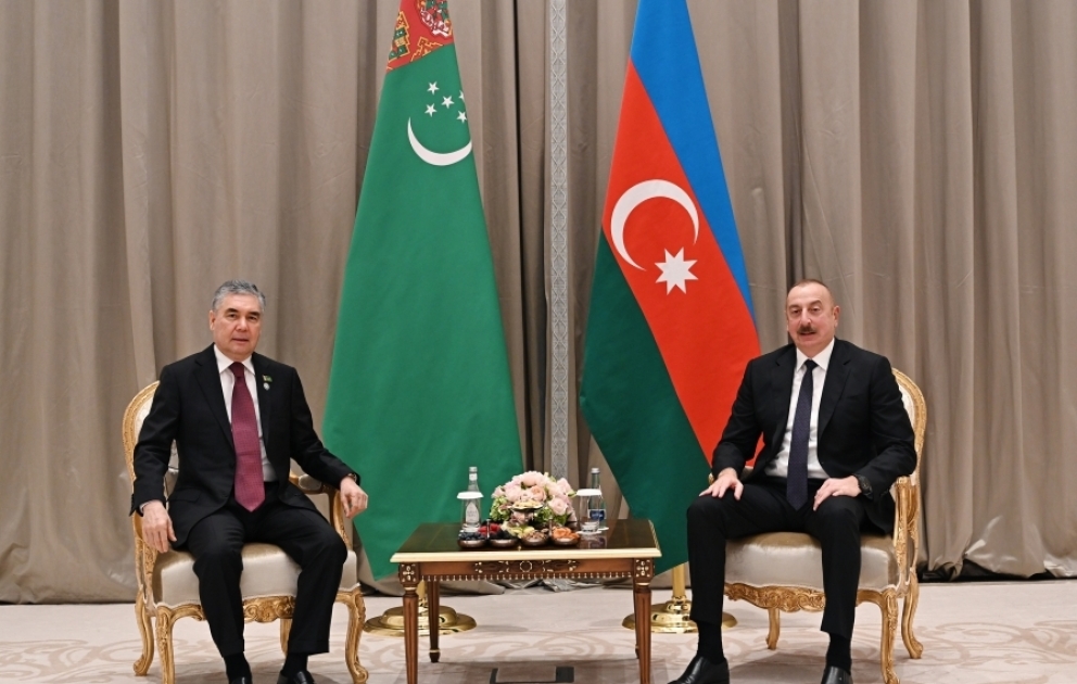 President Ilham Aliyev met with Chairman of Halk Maslakhaty of Milli Gengesh of Turkmenistan Gurbanguly Berdimuhamedov in Samarkand VIDEO