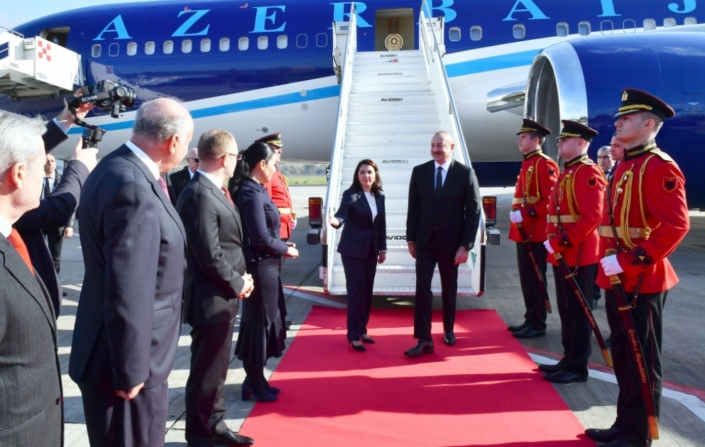 President Ilham Aliyev arrived in Albania for state visit VIDEO