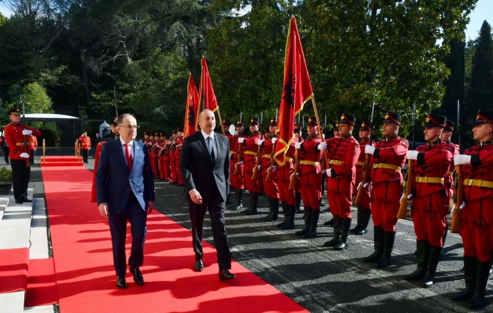 Official welcome ceremony was held for President Ilham Aliyev in Tirana VIDEO
