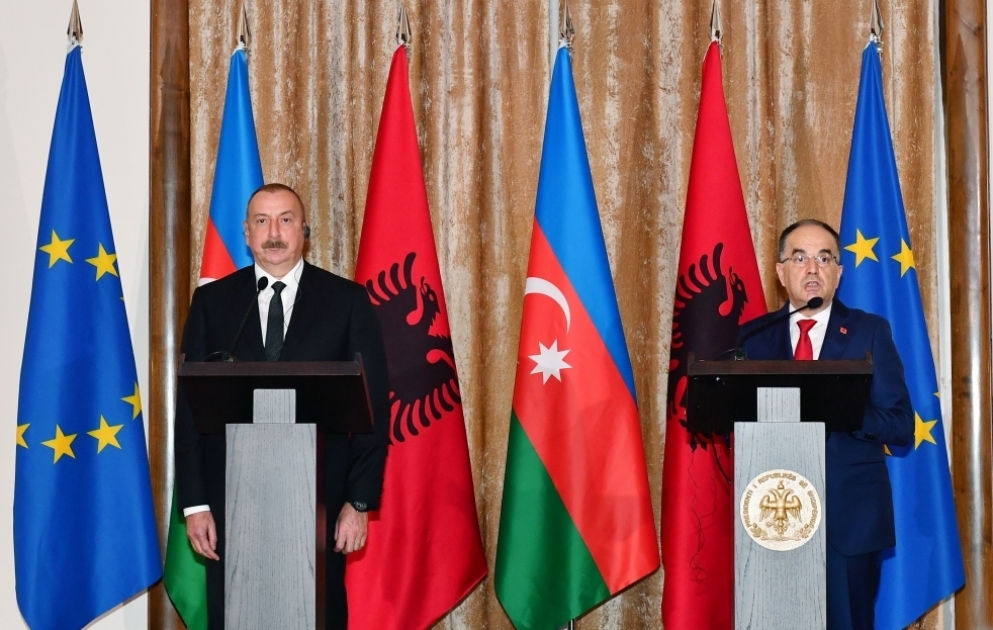 Azərbaycan və Albaniya prezidentləri mətbuata bəyanatlarla çıxış ediblər YENİLƏNİB VİDEO