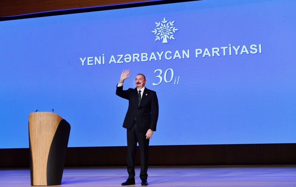 Yeni Azərbaycan Partiyasının yaradılmasının 30 illiyi münasibətilə tədbir keçirilib  Prezident, Yeni Azərbaycan Partiyasının Sədri İlham Əliyev tədbirdə çıxış edib YENİLƏNİB -3 VİDEO