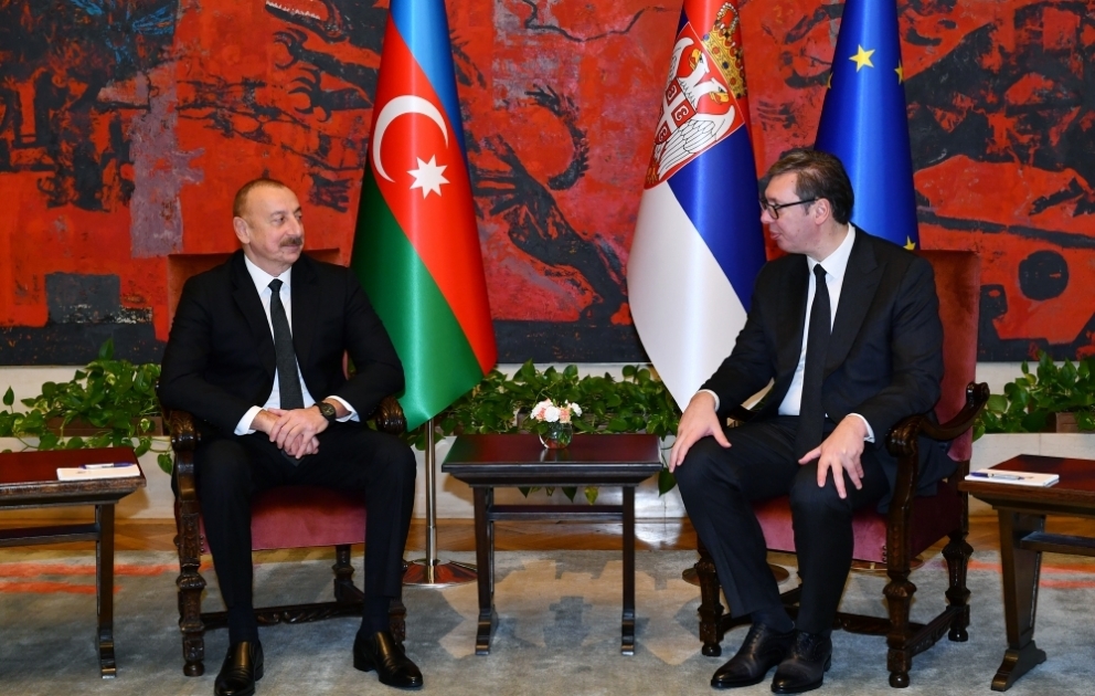 Entretien en tête-à-tête des présidents Ilham Aliyev et Aleksandar Vucic VIDEO