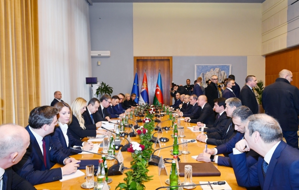 President Ilham Aliyev, President of Serbia Aleksandar Vucic held expanded meeting VIDEO